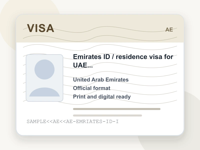 Emirates ID / residence visa for UAE ICP document illustration