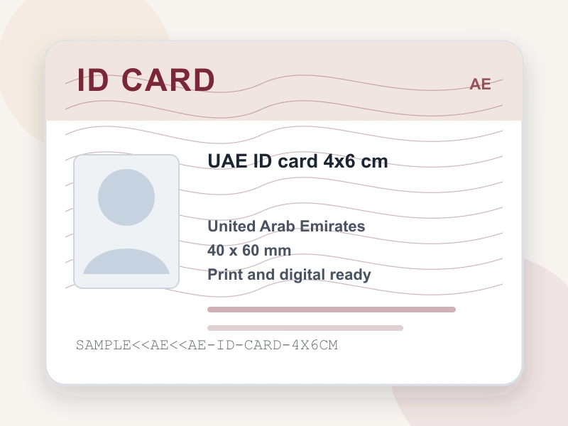 UAE ID card 35x45 mm document illustration