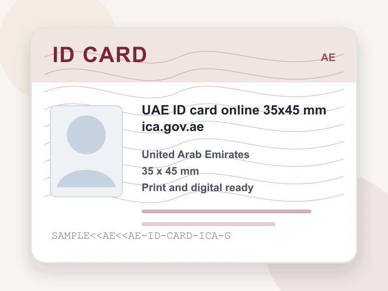 UAE ID card online 35x45 mm ica.gov.ae document illustration