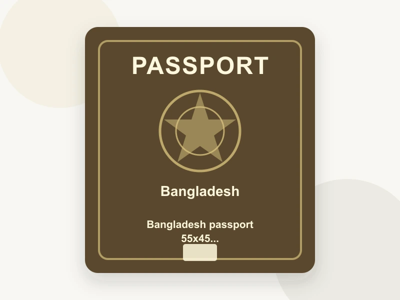 Bangladesh passport 55x45 mm (5.5x4.5 cm) document illustration
