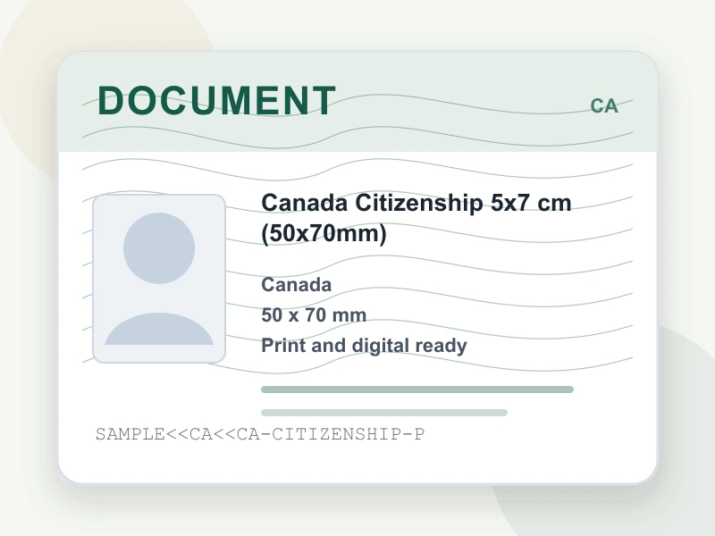 Canada Citizenship 5x7 cm (50x70mm) document illustration