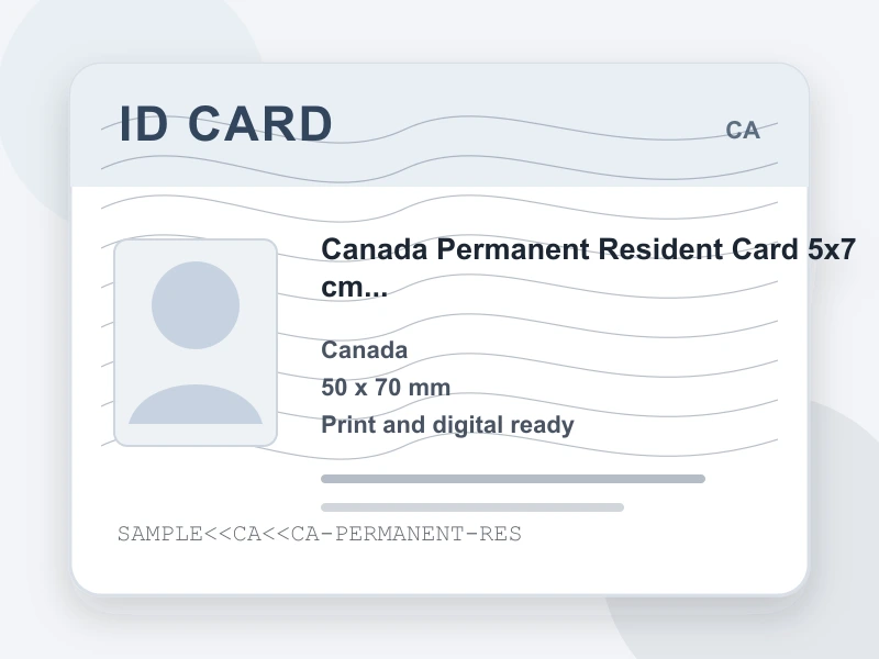 Canada Permanent Resident Card 5x7 cm (715x1000 - 2000x2800) document illustration