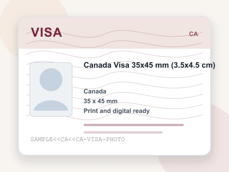 Canada Visa 35x45 mm (3.5x4.5 cm) document illustration