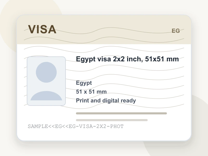 Egypt visa 2x2 inch, 51x51 mm document illustration