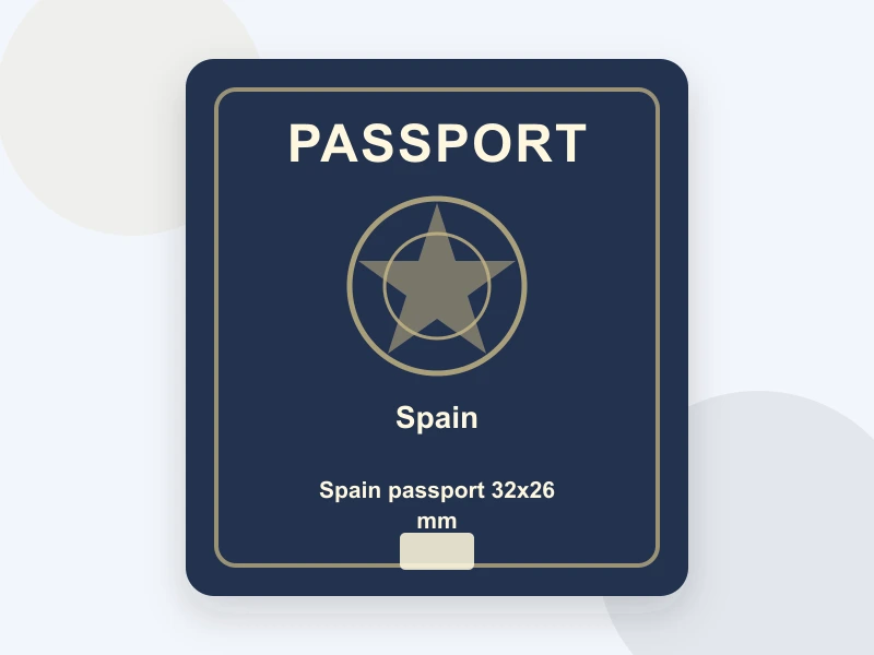 Spain passport 32x26 mm document illustration