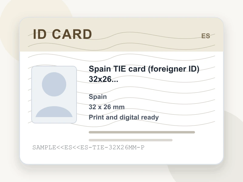 Spain TIE card (foreigner ID) 32x26 mm document illustration