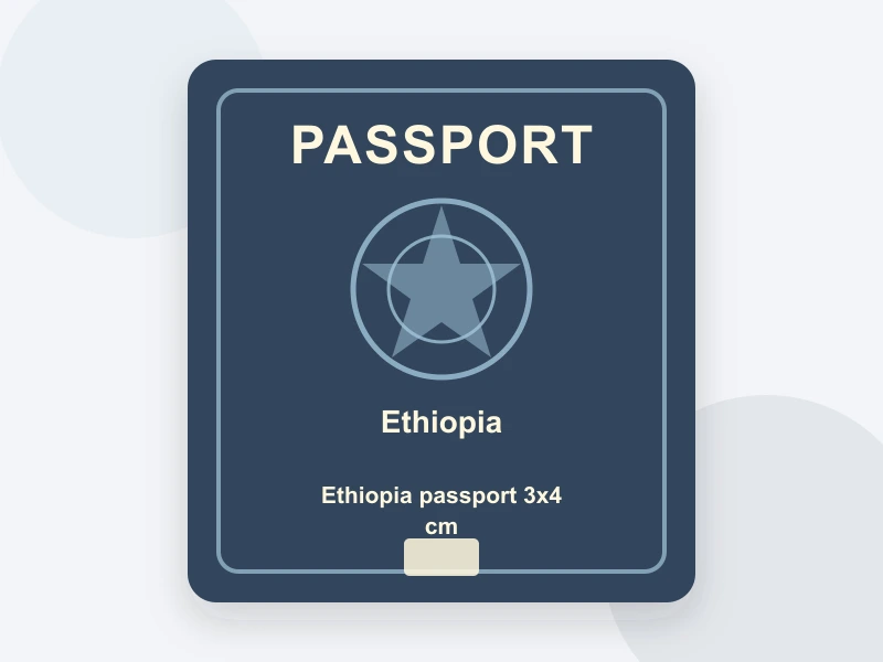 Ethiopia passport 3x4 cm (30x40 mm) document illustration