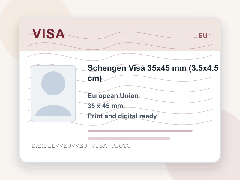 Schengen Visa 35x45 mm (3.5x4.5 cm) document illustration