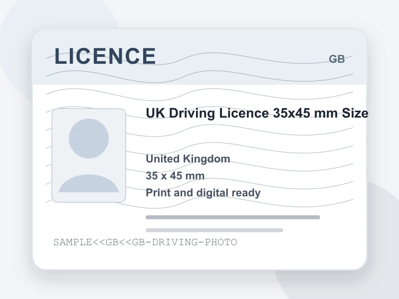 UK Driving Licence 35x45 mm Size document illustration