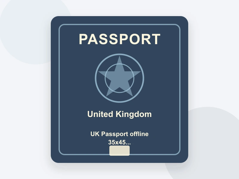 UK Passport offline 35x45 mm (3.5x4.5 cm) document illustration