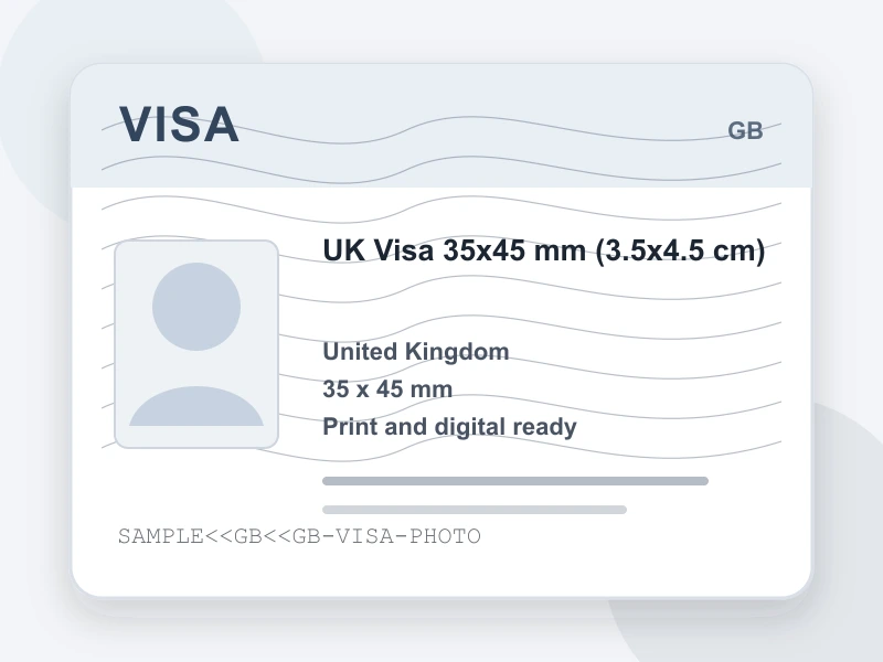 UK Visa 35x45 mm (3.5x4.5 cm) document illustration