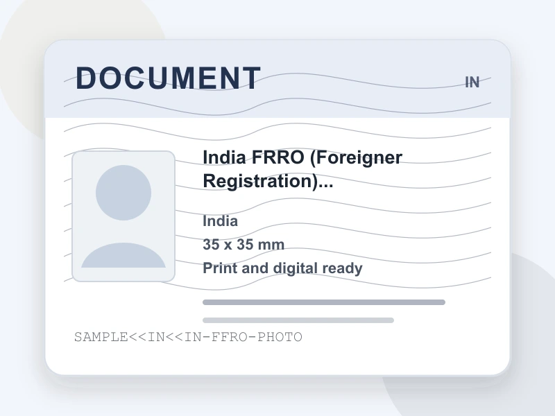 India FRRO (Foreigner Registration) 35x35 mm online document illustration