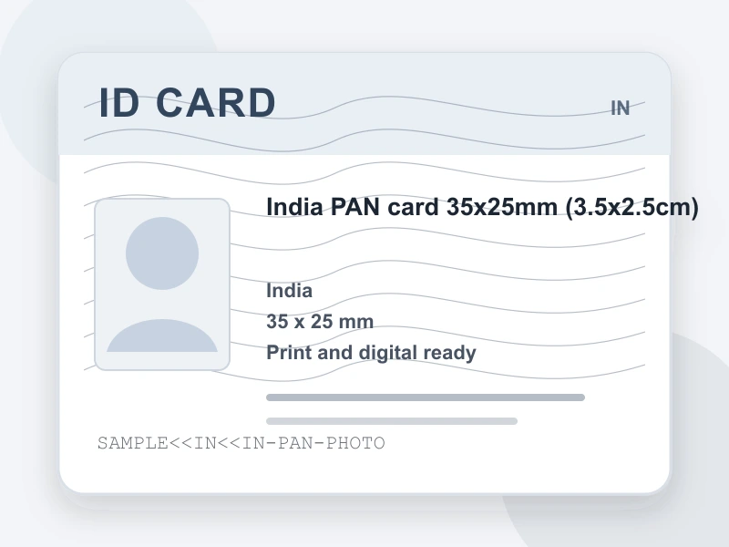 India PAN card 35x25mm (3.5x2.5cm) document illustration