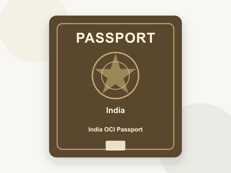 India OCI Passport (2x2 inch, 51x51mm, 200x200 to 900x900 pixels) document illustration