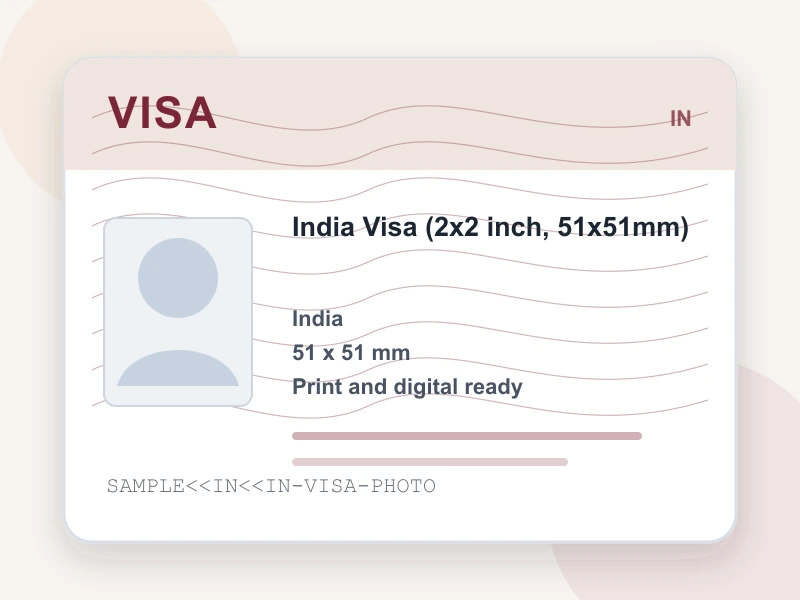 India Visa (2x2 inch, 51x51mm) document illustration