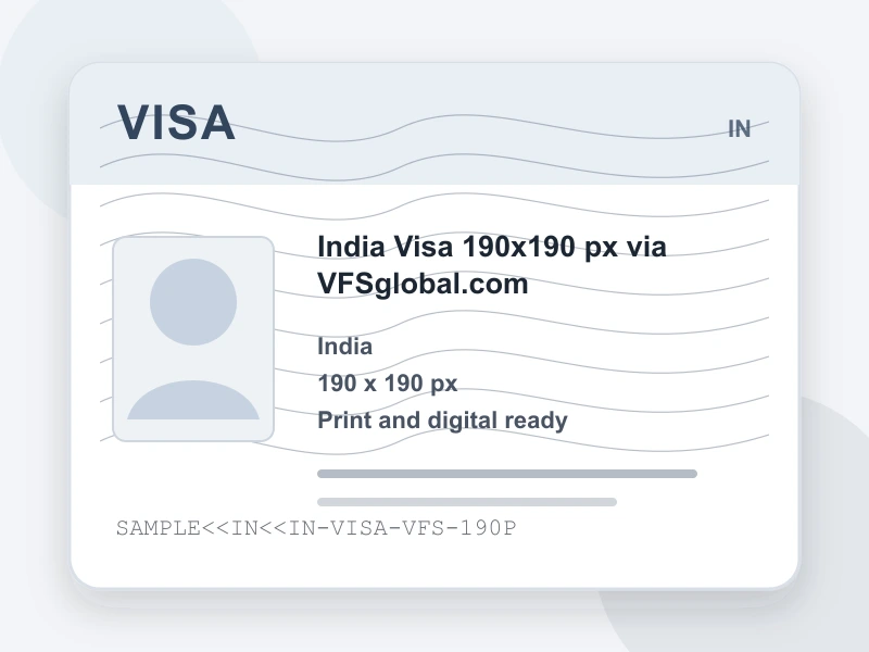 India VFS visa 2x2 inch photo document illustration