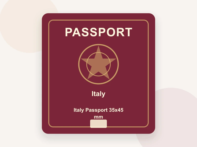 Italy Passport 35x45 mm (3.5x4.5 cm) document illustration