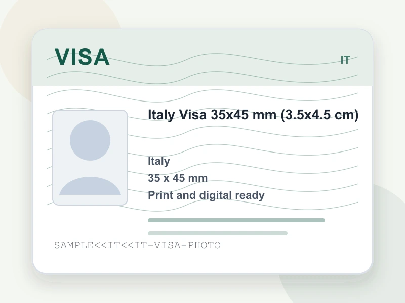 Italy Visa 35x45 mm (3.5x4.5 cm) document illustration