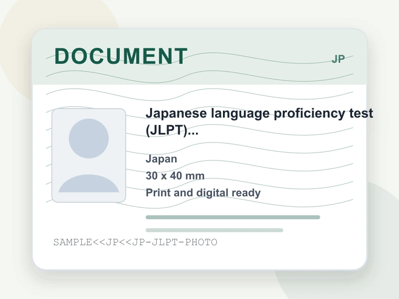 Japanese language proficiency test (JLPT) 3x4cm 360x480px document illustration