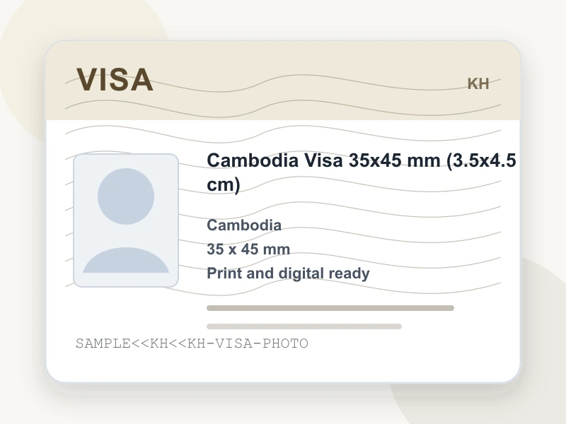 Cambodia Visa 35x45 mm (3.5x4.5 cm) document illustration