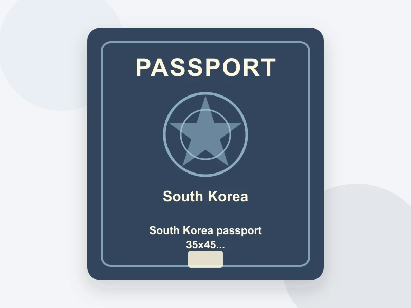 South Korea passport 35x45 mm (3.5x4.5 cm) document illustration
