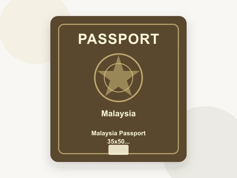 Malaysia Passport 35x50 mm white background document illustration