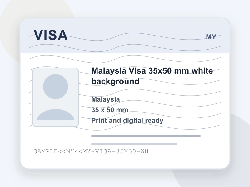 Malaysia Visa 35x50 mm white background document illustration