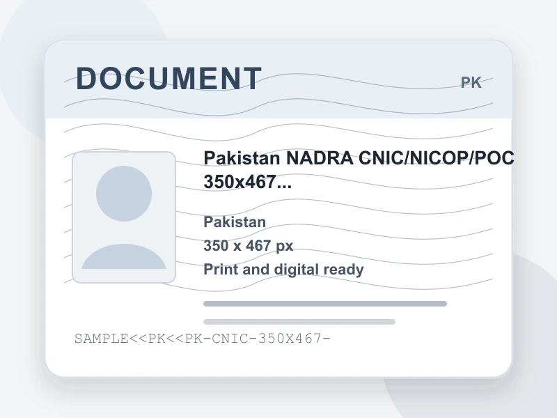 Pakistan NADRA CNIC/NICOP/POC 350x467 pixel white background document illustration