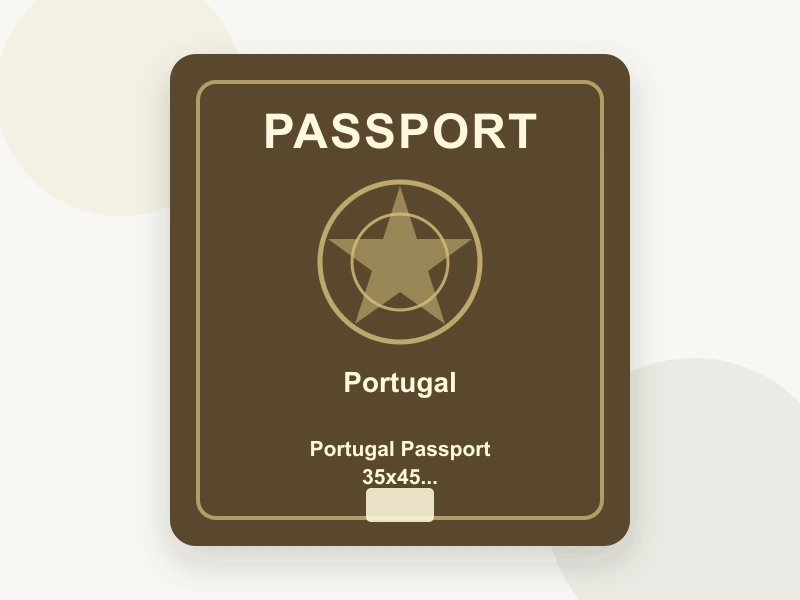Portugal Passport 35x45 mm (3.5x4.5 cm) document illustration