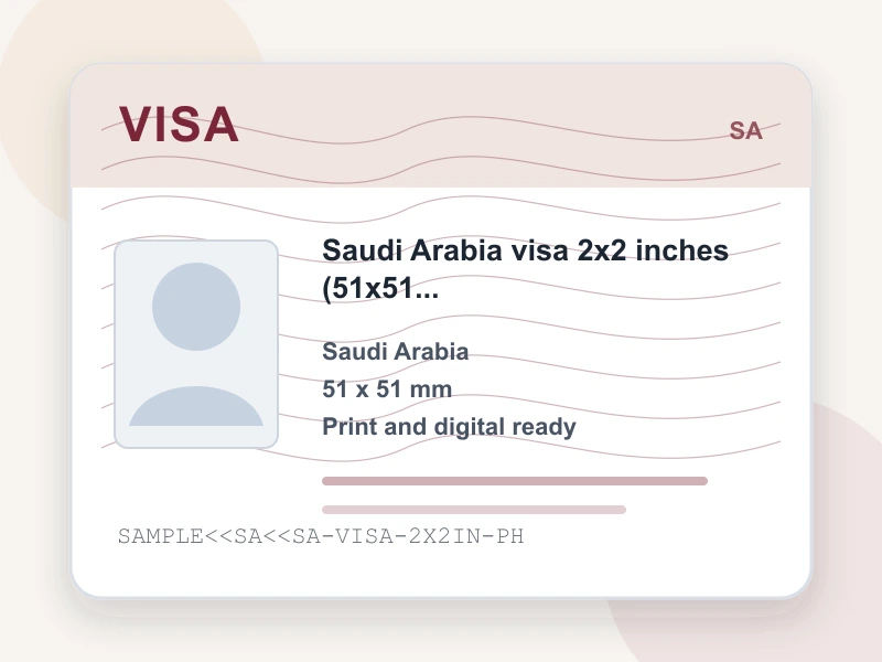 Saudi Arabia visa 2x2 inches (51x51 mm) document illustration