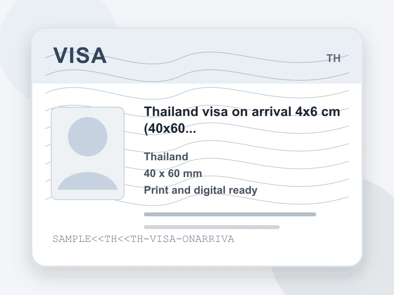 Thailand visa on arrival 4x6 cm (40x60 mm) document illustration