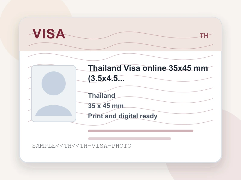 Thailand Visa online 35x45 mm (3.5x4.5 cm) document illustration