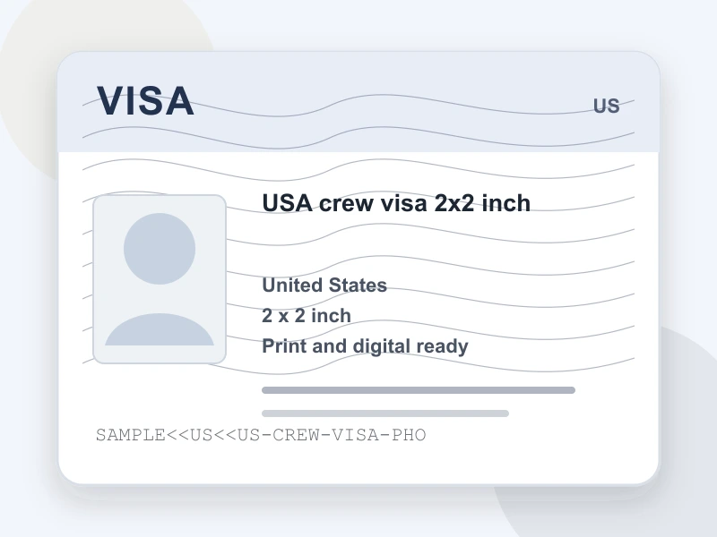 USA crew visa 2x2 inch document illustration