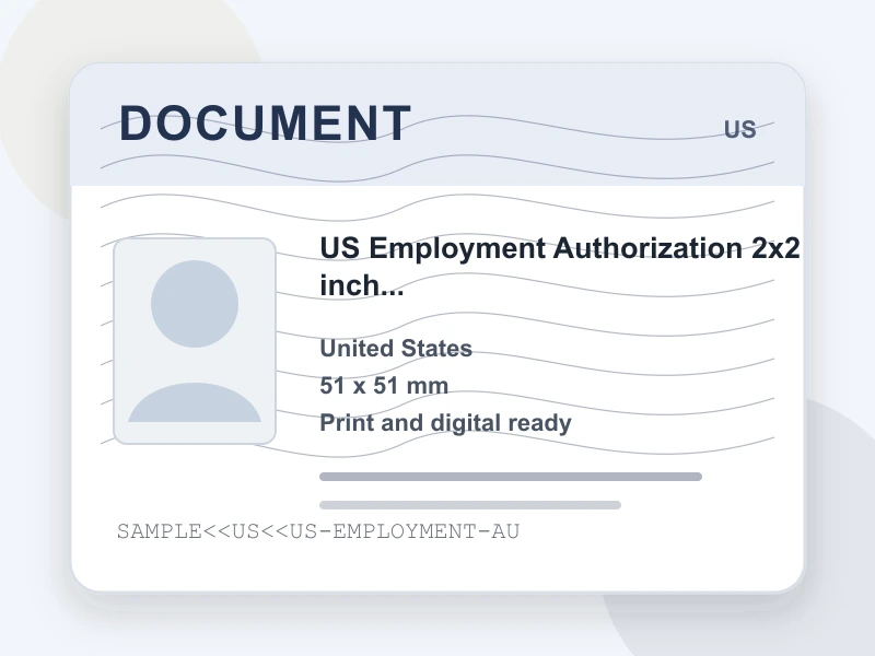 US Employment Authorization 2x2 inch (51x51 mm) document illustration