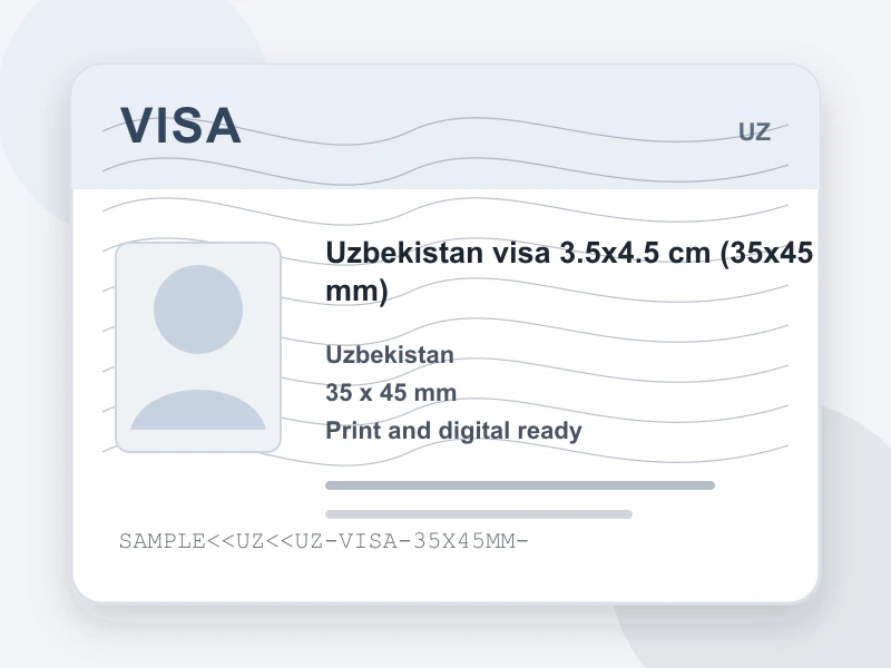 Uzbekistan visa 3.5x4.5 cm (35x45 mm) document illustration