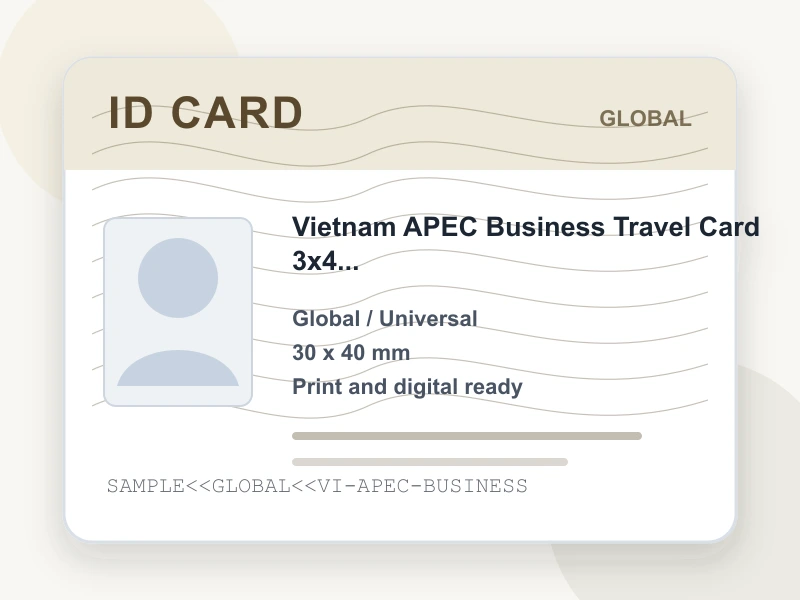 Vietnam APEC Business Travel Card 3x4 cm document illustration