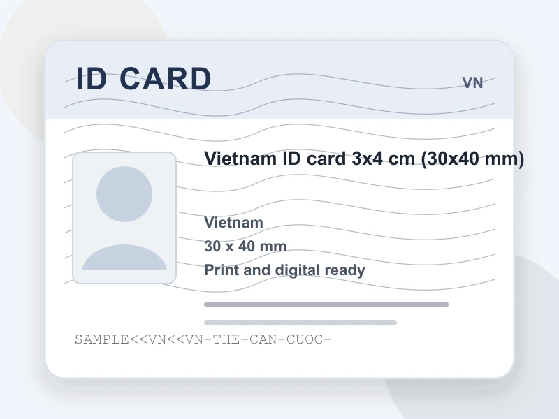 Vietnam ID card 3x4 cm (30x40 mm) document illustration