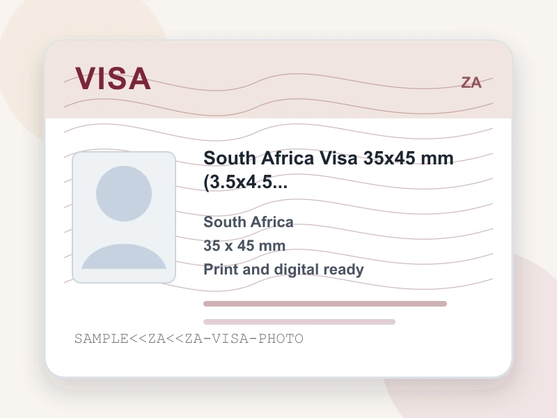 South Africa Visa 35x45 mm (3.5x4.5 cm) document illustration