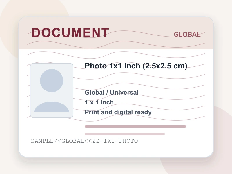 Photo 1x1 inch (2.5x2.5 cm) document illustration