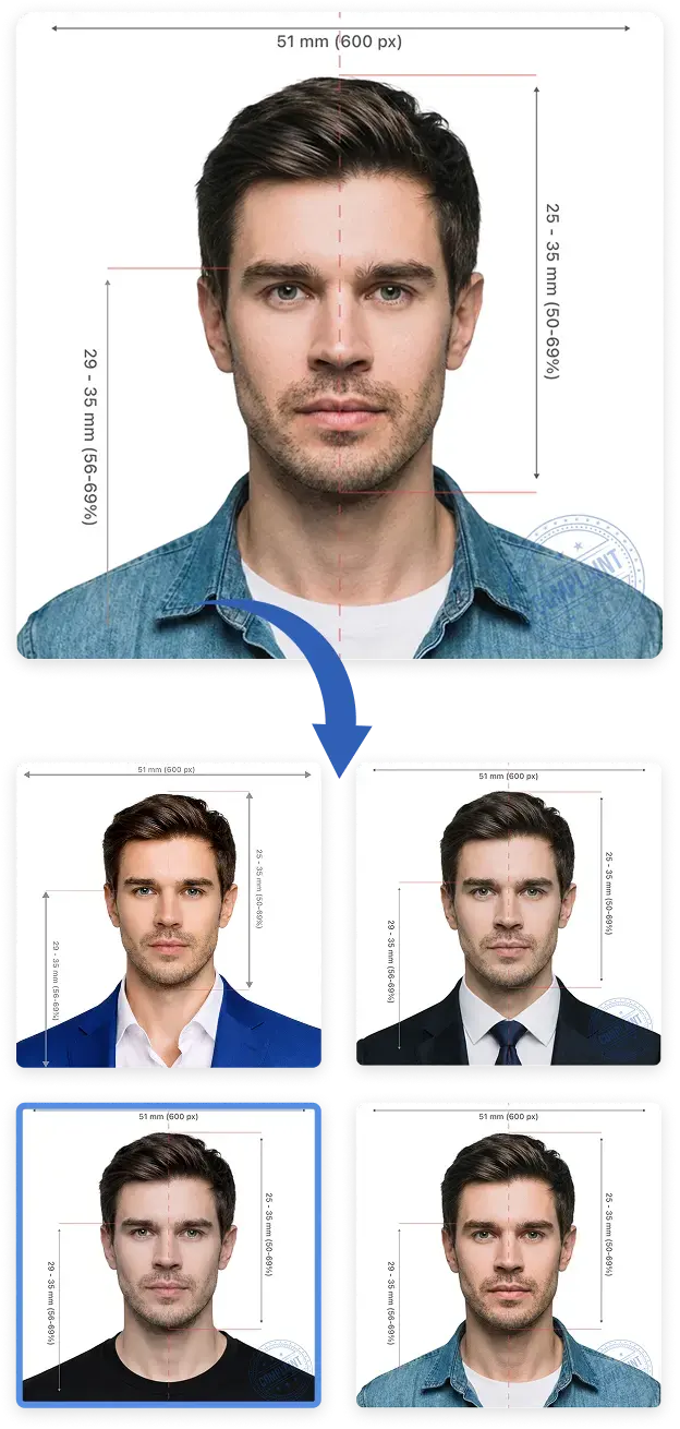 Passport photo outfit examples