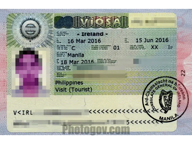 Ireland Visa 35x45 mm (3.5x4.5 cm) Ireland Visa 35x45 mm (3.5x4.5 cm) mockup
